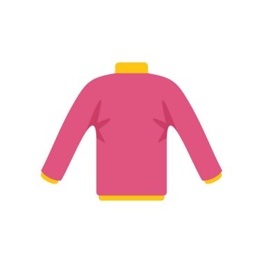 Sarı çizgili pembe kazak düz yerde, soğuk hava için sıcak giysi