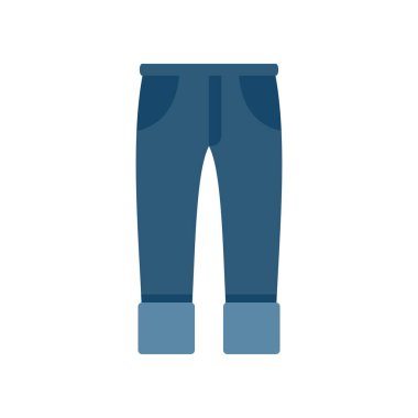 Folded up blue jeans isolated on white background, casual pants with pockets and seams, vector illustration in flat style clipart