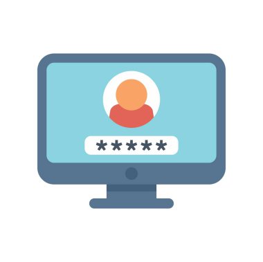 Güvenli giriş için gizli parola alanına sahip kullanıcı profilini gösteren bilgisayar ekranı