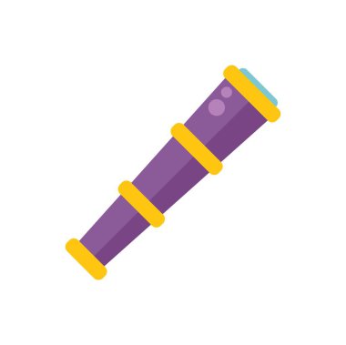 Çizgi film tarzı dürbün sağ ve yukarı bakıyor. Keşif ve keşif hissi uyandırıyor.