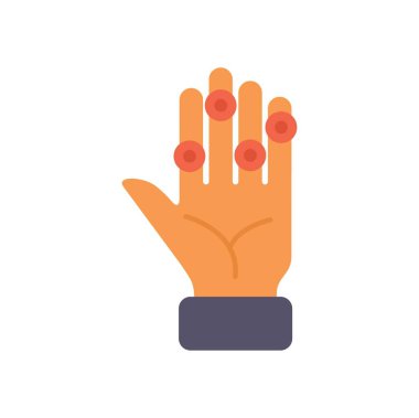 Karikatür insan eli suçiçeği virüsünün kırmızı lekelerini gösteriyor