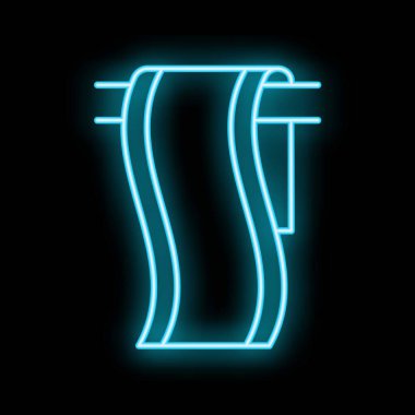 Siyah arkaplanda parlayan kağıt havlu dağıtıcısının neon simgesi