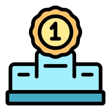 Büyük altın madalya en yüksek platformda duruyor ve en iyi yarışmacıyı birinci olduğu için ödüllendiriyor.