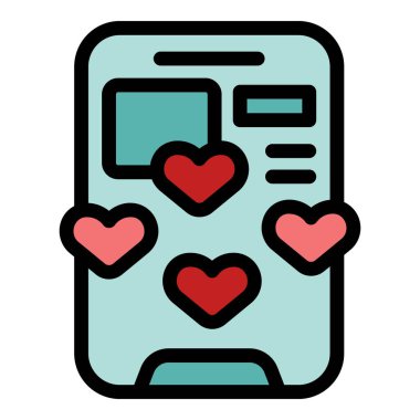 Sosyal medyanın ilgisini temsil eden ekranda kalpler beliren akıllı telefon