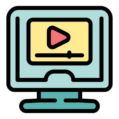 Oynanan bir videoyu gösteren masaüstü bilgisayar ekranı, video yayıncılığı veya çevrimiçi eğlence gibi kavramları resmetmek için mükemmel