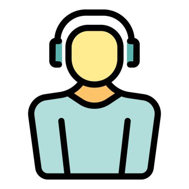 Kulaklık takan bir çağrı merkezi operatörünün basit vektörü