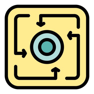 Merkeze doğru yaklaşan oklarla temel iş amacı kavramını temsil eden basit bir simge