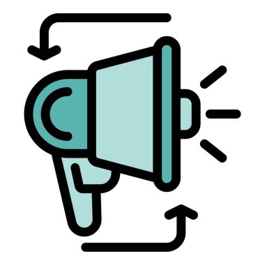 Megafon iki yönlü iletişim sürecini sembolize ederek bir mesaj gönderiyor ve geri bildirim alıyor