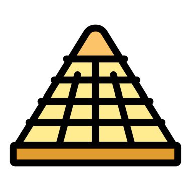 Meksika 'daki Chichen itza piramidinin basit vektör simgesi.