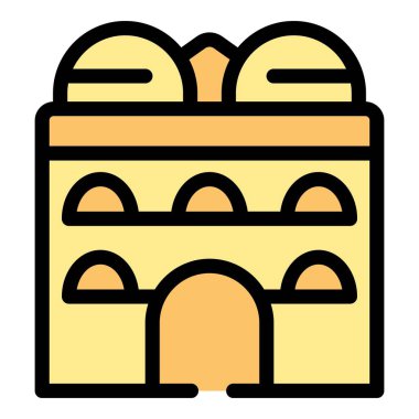 Bu ikiz kubbeli ve kavisli pencereli bina simgesi seyahat, mimari ve tarihle ilgili projeler için mükemmeldir.