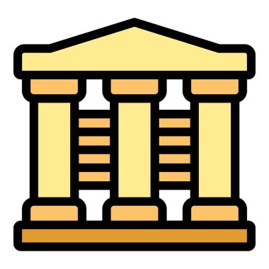 Beyaz arka planda, Doric Order sütunlarını gösteren antik bir Yunan tapınağının basit vektör çizimi