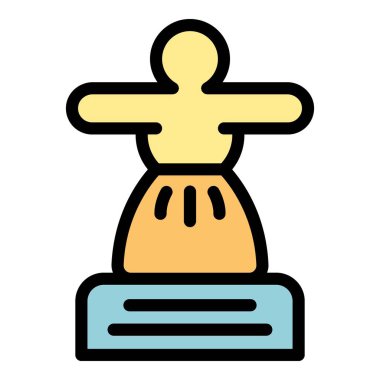 İsa 'nın basit renkli simgesi. Kurtarıcı heykel. Kolları açık duruyor.