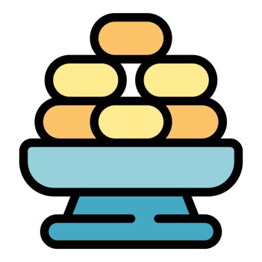 Bu vektör illüstrasyonunda yemek, restoran ve mandıra ürünleri ile ilgili projeler için mükemmel bir tabak dolusu yuvarlak peynir yer almaktadır.