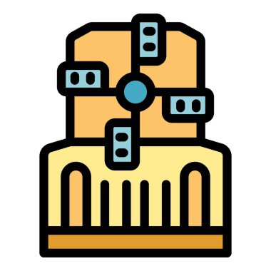 Modern yel değirmeni, hareketli bir şehre temiz enerji kaynaklarına geçişi sembolize ederek sürdürülebilir ve yenilenebilir enerji sağlıyor.