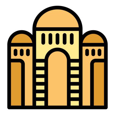 Bu minimalist simge çeşitli mimari tarzları temsil etmek için uygun kemer ve sütunlara sahip bir binaya sahiptir.