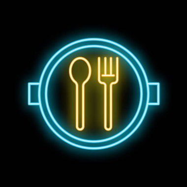 Restoran ve yemek endüstrisini temsil eden bir tabakta kaşık ve çatal görünüyor.