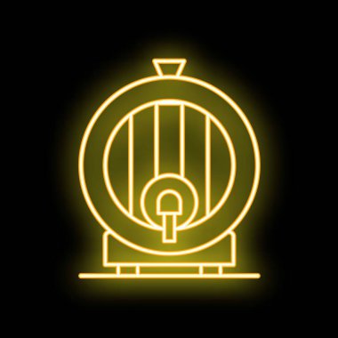 Klasik ahşap bira fıçısı şeklindeki neon tabela koyu bir arka planda parlıyor.