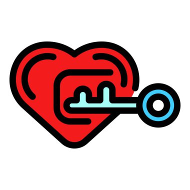 Mavi anahtar, kırmızı bir kalbin kilidini açmak. Aşkı bulma kavramını sembolize ediyor.