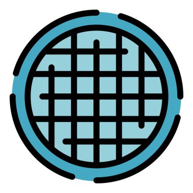 Yuvarlak waffle ızgarası lezzetli bir kahvaltı ikonu vektör hatları oluşturuyor