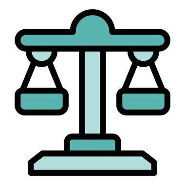 Bu vektör illüstrasyonu bir denge ölçeği, hukukun, adaletin ve adaletin yaygın olarak tanınan bir sembolü içerir.