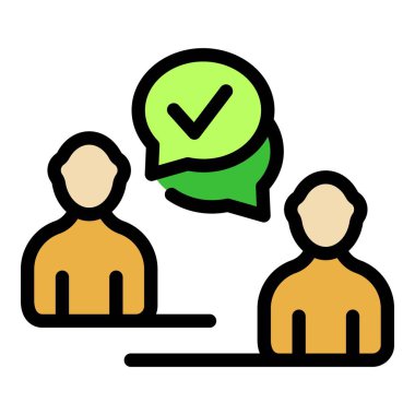 İki işadamı bir projeyi tartışıyor, bir anlaşma buluyor ve bir onay işareti ile bir kararı onaylıyorlar.