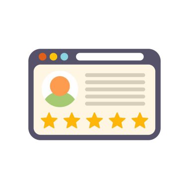 Mükemmel hizmet ve iyi bir iş için beş yıldızlı bir müşteri değerlendirmesini gösteren bir web sitesi simgesi
