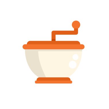 El yapımı kahve öğütücüsü, taze kahve çekirdekleri, düz tasarım vektör çizimi.