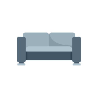 Beyaz arka planda yastıkları olan sade, gri bir kanepe.