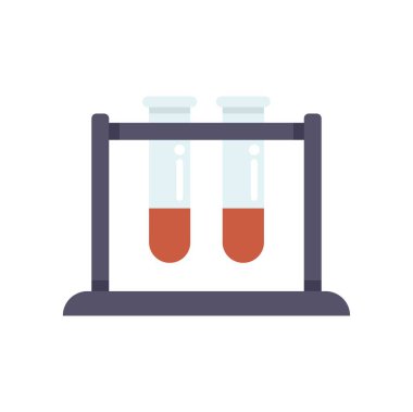 Bu vektör çizimi, tıbbi araştırma ve laboratuvar analizini sembolize eden kan örnekleriyle birlikte iki test tüpü gösteriyor.