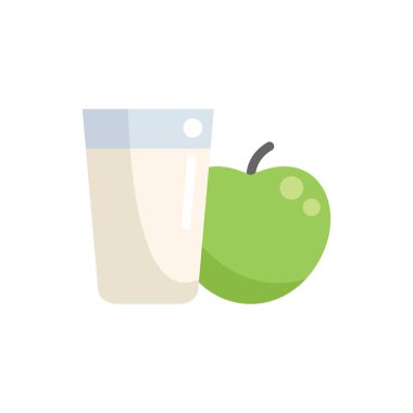 Bir bardak süt ve yeşil elma sağlıklı bir yaşam tarzını destekliyor.