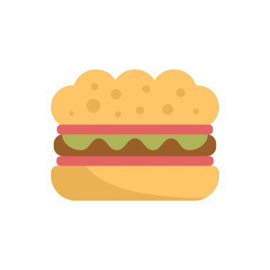 Köfteli, peynirli ve ekmekli çizgi film hamburgeri, lezzetli bir yemek gösteriyor.