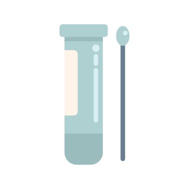 Laboratuvarda analiz için biyomateryal örneği toplamak için pamuklu çubukla dikilen tıbbi test tüpü.