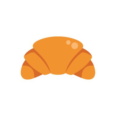 Beyaz arkaplanda izole edilmiş bir kruvasanın basit düz vektör çizimi