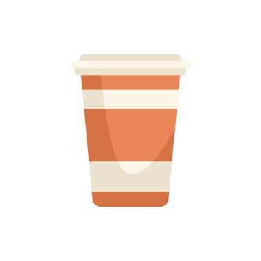 Çizgili kağıt kahve fincanı kahve molası için sıcak bir içecek tutuyor.