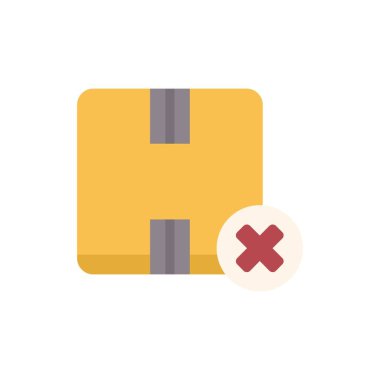 Bu vektör illüstrasyonu bir karton kutu ve kırmızı çarpı işareti ile dağıtım hatası kavramını gösterir