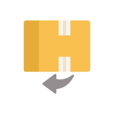 Karton bir kutunun basit simgesi sol tarafı gösteren bir ok ile geri getiriliyor