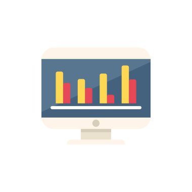 Bilgisayar monitörü, veri görselleştirme ve iş performansını temsil eden bir istatistiksel bar tablosu analizi gösteriyor