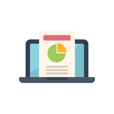 Laptop, veri analizi ve finansal performansı temsil eden bir iş raporunu bir pasta grafiğiyle gösteriyor