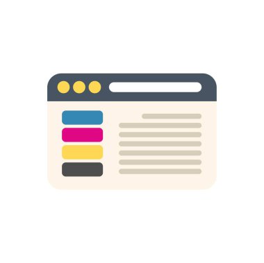 Programlama kodu, düğmeleri ve menü çubuğu olan basit bir web sayfası çizimi