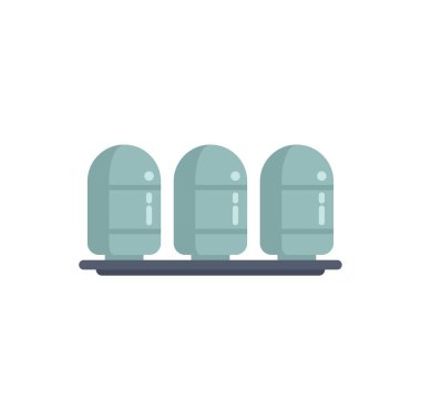 Bir platformda duran üç metal silo tahıl depolamak için kullanılır.