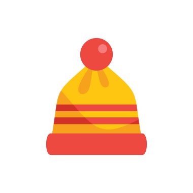 Kırmızı çizgili sarı kış şapkası ve ponponu soğuk mevsimlerde sıcaklık ve konfor getirir.