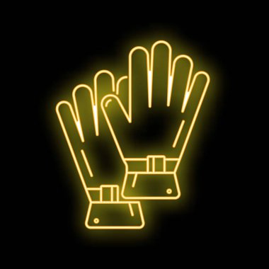 Siyah arka planda parlayan iş eldiveninin neon izi.