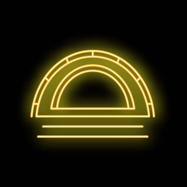 Siyah tuğla duvarda iletkenin parlayan neon işareti