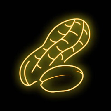 Parlak sarı neon fıstıklı logo siyah arka planda parlıyor.