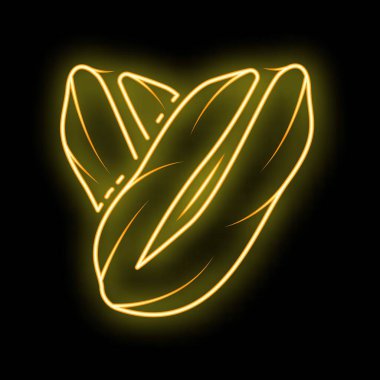 Üç şam fıstığının parlayan neon ikonu kalp şeklini oluşturuyor. Aşkı ve sağlıklı atıştırmayı simgeliyor.