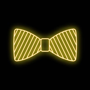 Siyah arkaplanda parlayan sarı neon papyon, zarafet ve tarz kavramı