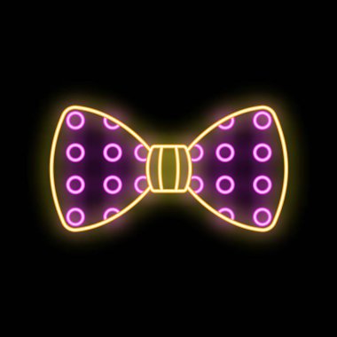 Siyah arka planda parlayan benekli parlak neon papyon.