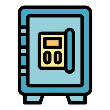 Mavi para kasası. Elektronik kilit. Değerli eşyalar ve para içeride.