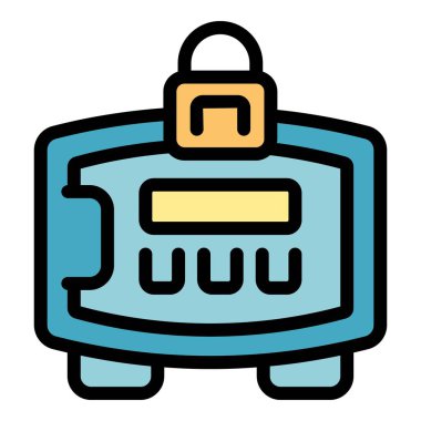 Ödemeleri işlemek için elektronik cihaz güvenli ve korunaklı finansal işlemler için asma kilit ile güvence altına alınır