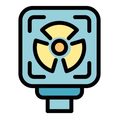 Geiger sayacı, beyaz arkaplanda izole edilmiş tasarım ve web için renk ikonu vektör illüstrasyonunda radyasyon seviyesini gösterir